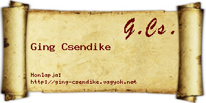Ging Csendike névjegykártya